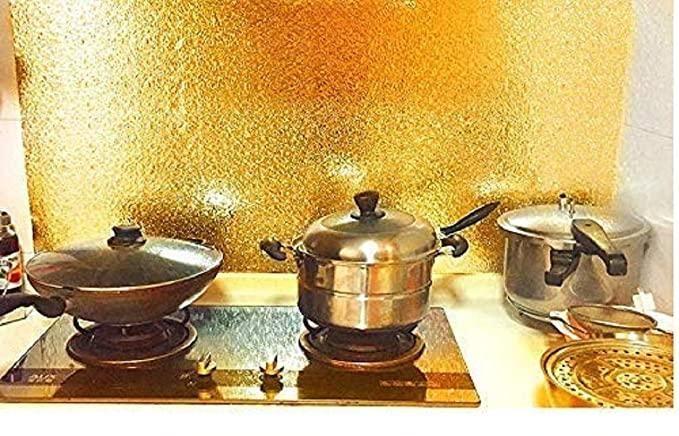 Aluminum Kitchen Foil Oil-Stickers Anti-fouling High-Temperature Self-Adhesive Croppable Wallpaper Sticker